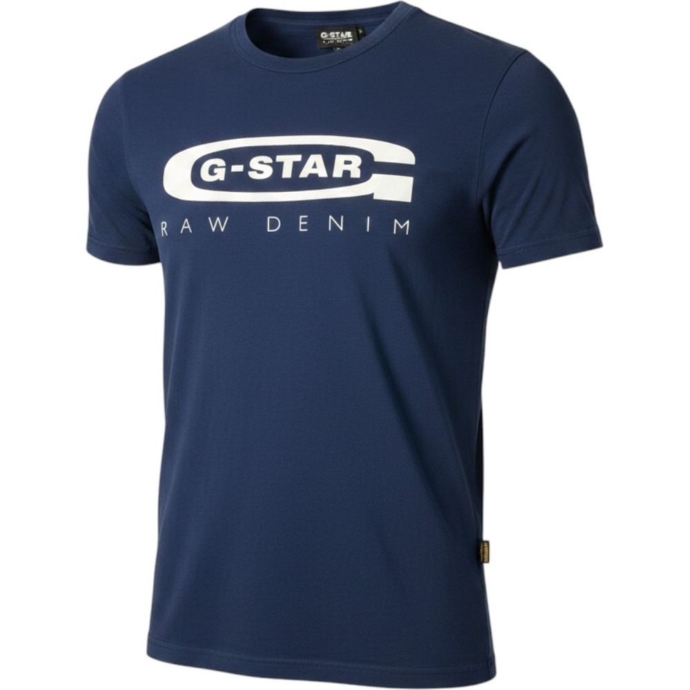 G-Star Raw Denim Graphic T-Shirt Mens Medium Navy Blue Logo Tee Short Sleeve EUC